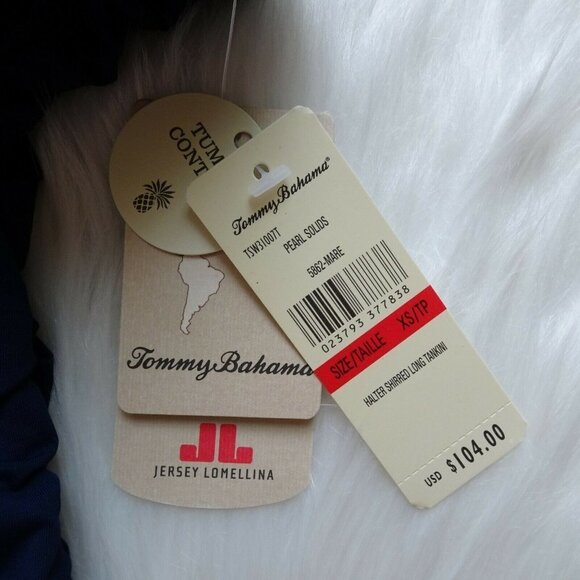 NWT Tommy Bahama Pearl Halter Tankini Swim Top Shirred Mare Navy Stretch - Picture 9 of 12
